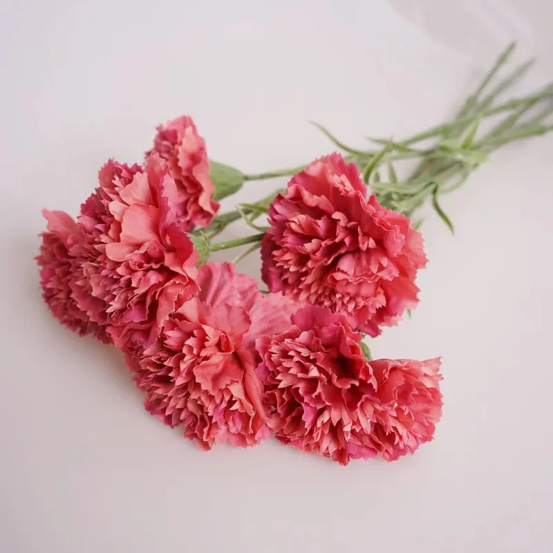 10Pcs High-end Moisturizing Carnation Artificial Flowers Mother's Day Bouquet Real Touch Flowers Gift Wedding Home Table Decor