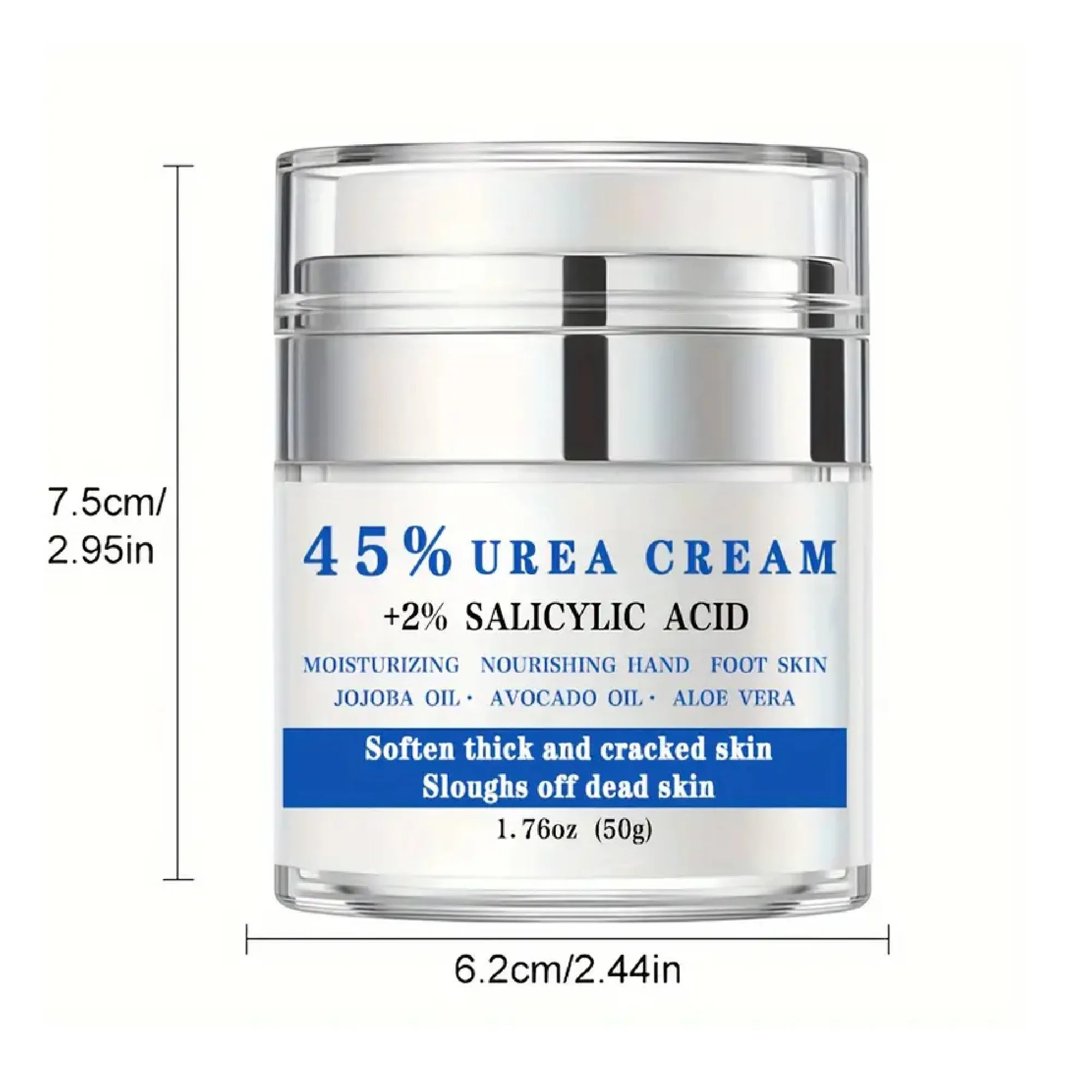 1pc/2pcs,45% Urea   2%Salicylic Acid Foot Cream For Dry Rough Cracked Skin,Pump Dispenser,Softening Thick And Cracked Skin,Exfoliating Scales And Dead Skin,Moisturize And Nourish Your Dry Rough Feet Heel