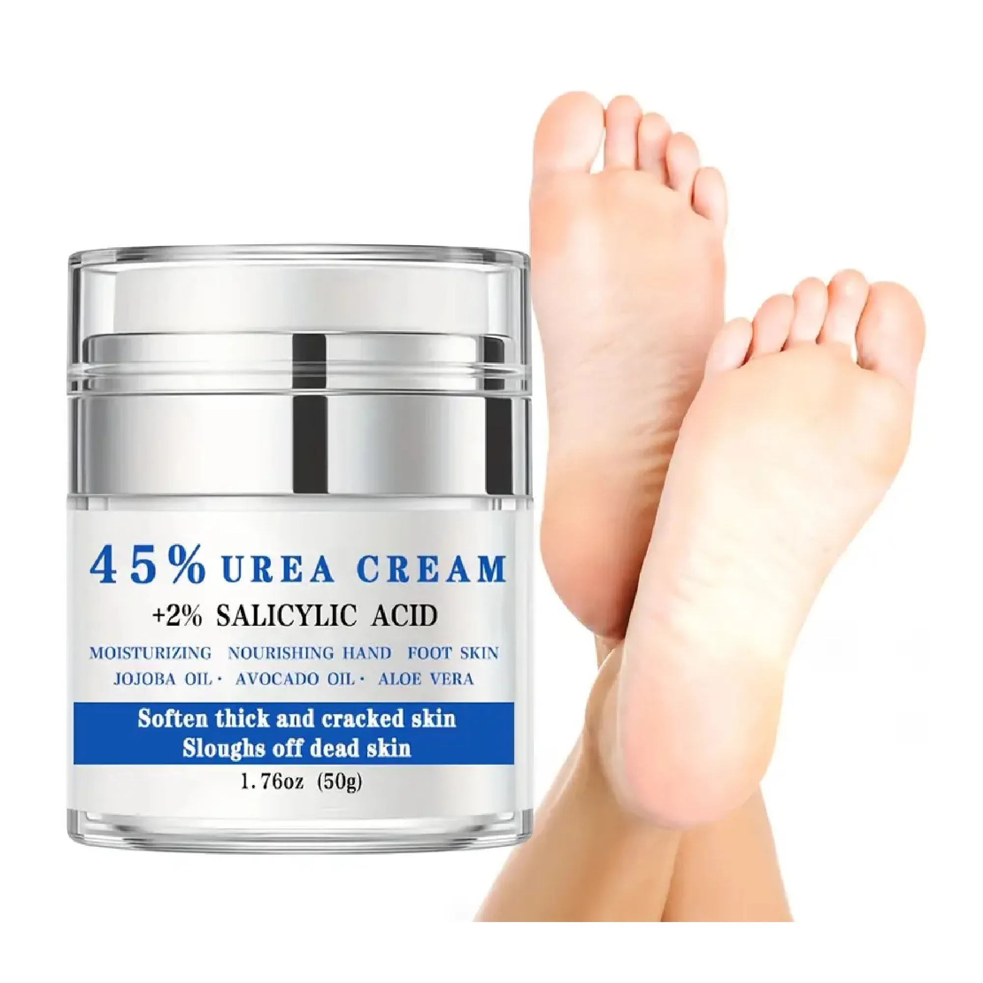 1pc/2pcs,45% Urea   2%Salicylic Acid Foot Cream For Dry Rough Cracked Skin,Pump Dispenser,Softening Thick And Cracked Skin,Exfoliating Scales And Dead Skin,Moisturize And Nourish Your Dry Rough Feet Heel