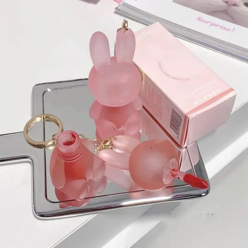 Adorable Bunny Lip Glaze Set: Matte Pink Red Velvet Finish