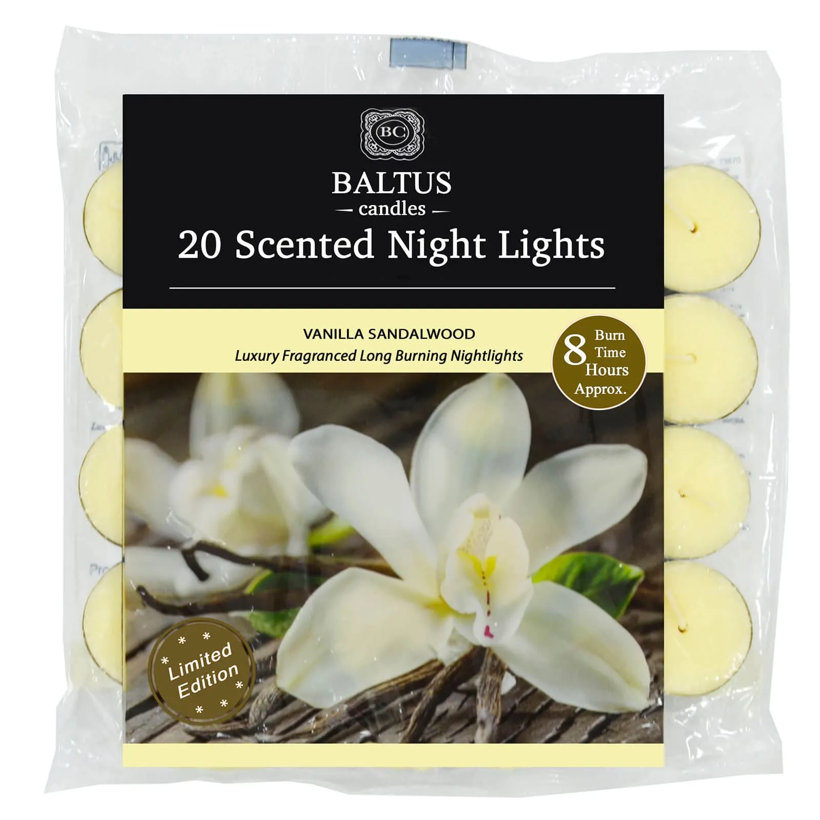 Baltus 20 Pack of Scented Tealight Night Lights Candles 8hr Burn