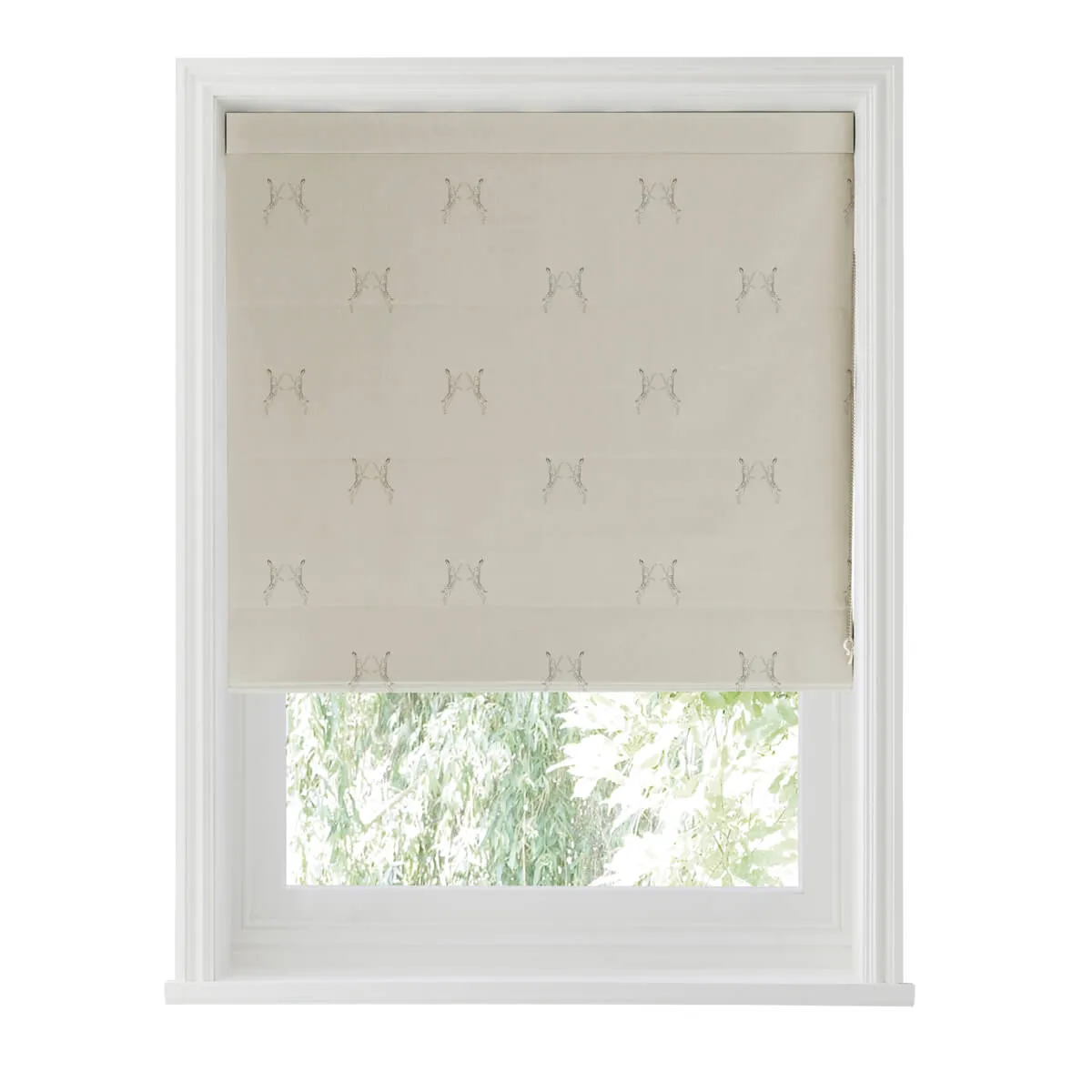 Boxing Hares Natural Curtains/Roman Blind Sample