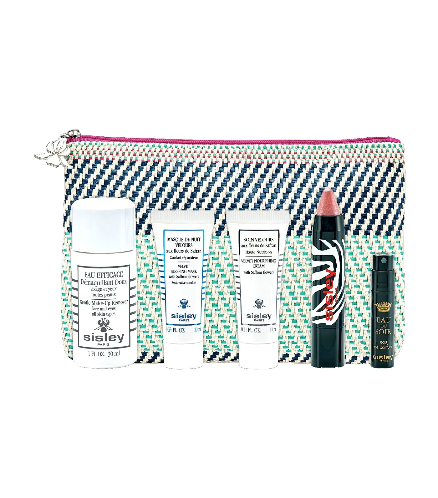 Complimentary Striped Braided Pouch and Sample Set