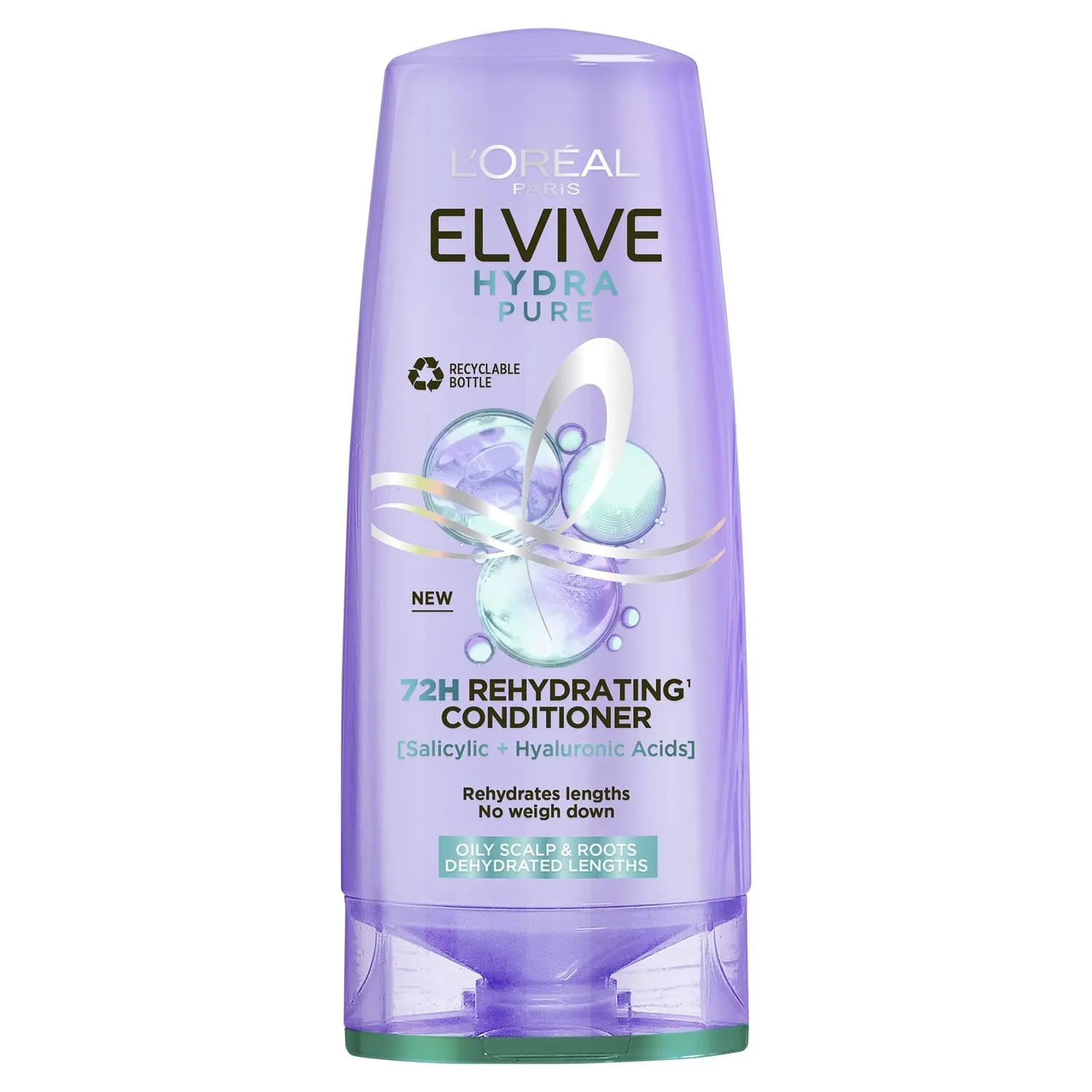 Elvive Hydra Pure 72h Rehydrating Conditioner for Oily Scalp & Dehydrated Lengths 300ml