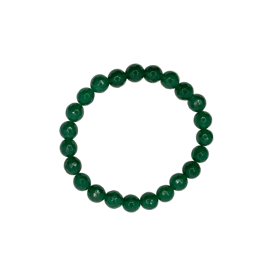 Emerald Green Jade Faceted 8mm Bracelet