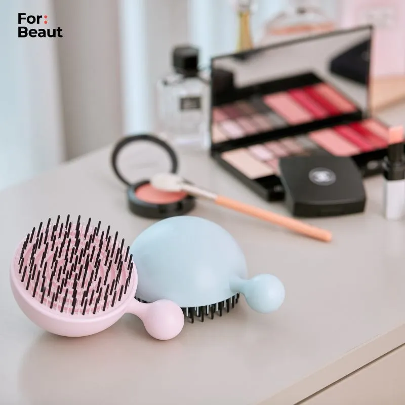 For Beaut Pure Me Detangling & Oil Removal Hair Brush - Aqua Mint Green (Made In Korea)