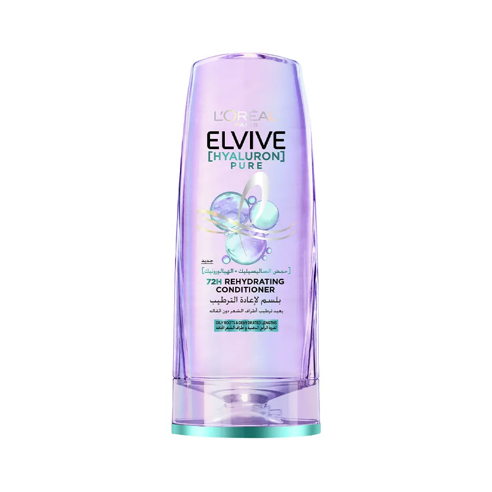 L’Oreal Paris Elvive Hyaluron Pure 72h Rehydrating Conditioner for Oily Scalp & Dehydrated Lengths 200Ml