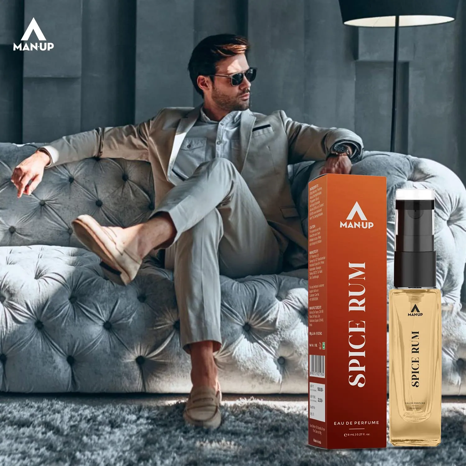 Man-Up Spice Rum Perfume For Men | Eau De Perfume | Premium Long Lasting Fresh, Refreshing & Energising Fragrance Perfume | Celebrating Every Special Occasion - 8ml (Pack of 10)