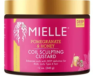 Mielle Organics Pomegranate & Honey Sculpting Custard, Natural Styling Cream Plus Moisture, For Curl, Wave, & Coil Definition for Natural or Relaxed Type 4 Hair, 12-Fluid Ounces