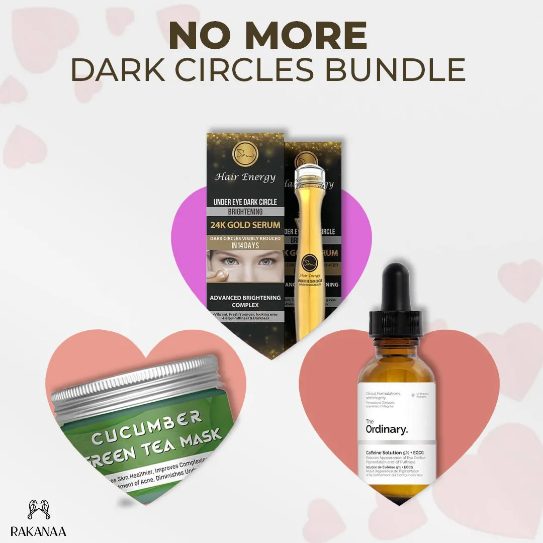 No More Dark Circles Bundle ( The Ordinary Caffeine Solution 5%   EGCG, Cucumber & Green Tea Mask Best For Dark Circles, Under Eye Dark Circle Brightening 24k Gold Serum