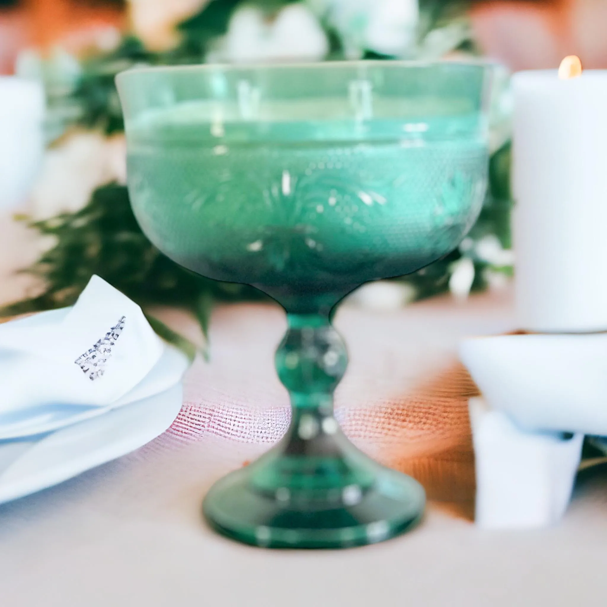 Rosemary Sage Soy Candle in Vintage Teal Compote