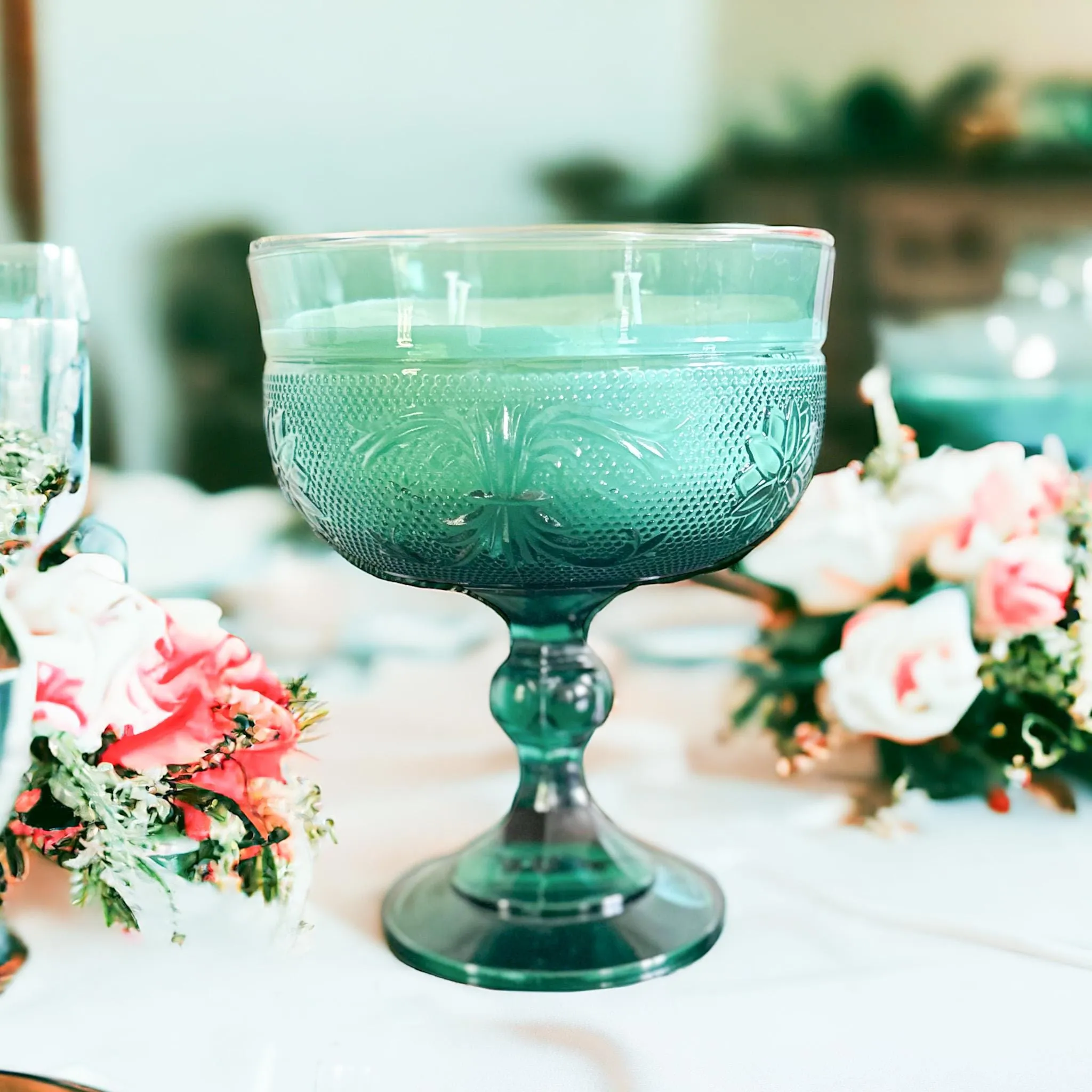 Rosemary Sage Soy Candle in Vintage Teal Compote